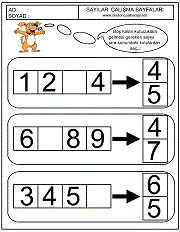 okul öncesi sıradaki sayıyı bulma çalışma sayfaları
